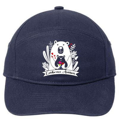 Proud Autism Mom Bear Animal Puzzle Autism Awareness Day Cute Gift 7-Panel Snapback Hat