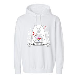 Proud Autism Mom Bear Animal Puzzle Autism Awareness Day Cute Gift Garment-Dyed Fleece Hoodie