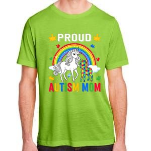 Proud Autism Mom Puzzle Pieces Unicorn Autism Awareness Gift Adult ChromaSoft Performance T-Shirt