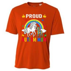 Proud Autism Mom Puzzle Pieces Unicorn Autism Awareness Gift Cooling Performance Crew T-Shirt