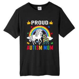 Proud Autism Mom Puzzle Pieces Unicorn Autism Awareness Gift Tall Fusion ChromaSoft Performance T-Shirt