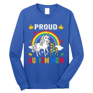 Proud Autism Mom Puzzle Pieces Unicorn Autism Awareness Gift Long Sleeve Shirt