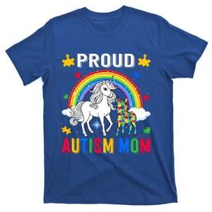 Proud Autism Mom Puzzle Pieces Unicorn Autism Awareness Gift T-Shirt