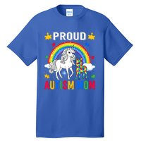 Proud Autism Mom Puzzle Pieces Unicorn Autism Awareness Gift Tall T-Shirt