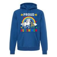 Proud Autism Mom Puzzle Pieces Unicorn Autism Awareness Gift Premium Hoodie