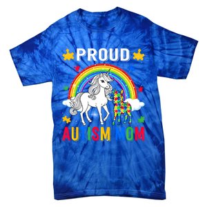 Proud Autism Mom Puzzle Pieces Unicorn Autism Awareness Gift Tie-Dye T-Shirt