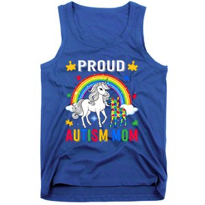 Proud Autism Mom Puzzle Pieces Unicorn Autism Awareness Gift Tank Top