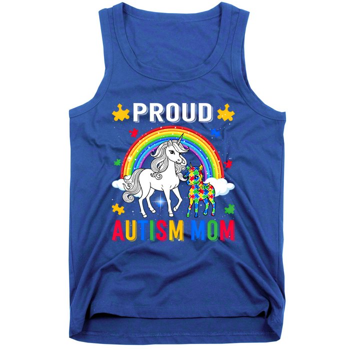 Proud Autism Mom Puzzle Pieces Unicorn Autism Awareness Gift Tank Top