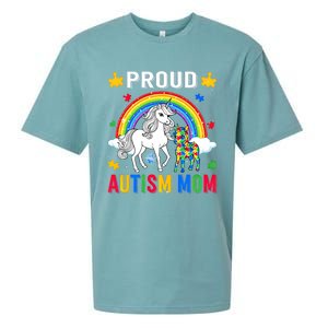 Proud Autism Mom Puzzle Pieces Unicorn Autism Awareness Gift Sueded Cloud Jersey T-Shirt