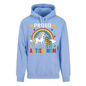 Proud Autism Mom Puzzle Pieces Unicorn Autism Awareness Gift Unisex Surf Hoodie