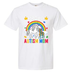 Proud Autism Mom Puzzle Pieces Unicorn Autism Awareness Gift Garment-Dyed Heavyweight T-Shirt