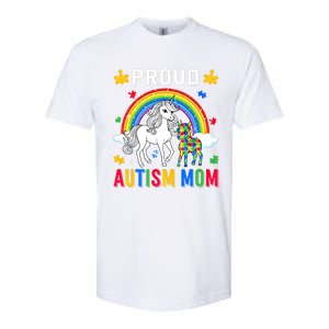 Proud Autism Mom Puzzle Pieces Unicorn Autism Awareness Gift Softstyle CVC T-Shirt