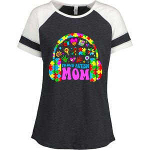 Proud Autism Mom Retro Mama Autism Awareness Month Gift Enza Ladies Jersey Colorblock Tee