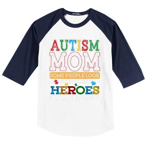 Proud Autism Mom Raising Hero Sped Mom Autism Awareness Gift Baseball Sleeve Shirt