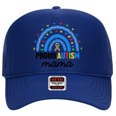 Proud Autism Mama Rainbow Asd Autistic Autism Awareness Mama Gift High Crown Mesh Back Trucker Hat