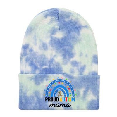 Proud Autism Mama Rainbow Asd Autistic Autism Awareness Mama Gift Tie Dye 12in Knit Beanie