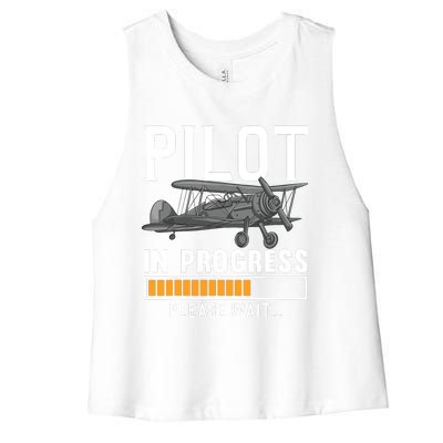 Pilot Art Men Women Airline Future Pilot Aviation Airplane Women's Racerback Cropped Tank