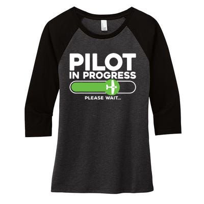 Pilot Art Men Women Airline Future Pilot Aviation Airplane Women's Tri-Blend 3/4-Sleeve Raglan Shirt