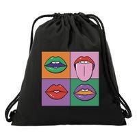 Pop Art Mouths Drawstring Bag