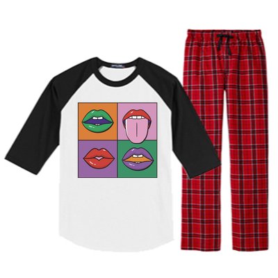 Pop Art Mouths Raglan Sleeve Pajama Set