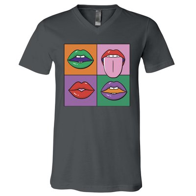 Pop Art Mouths V-Neck T-Shirt