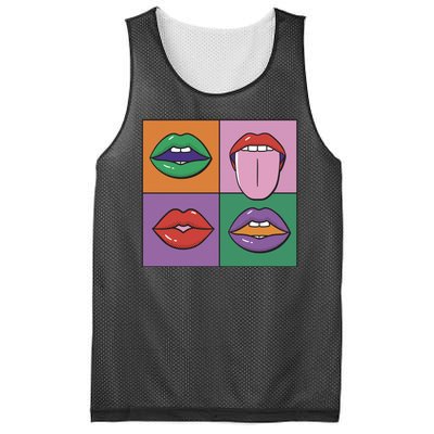 Pop Art Mouths Mesh Reversible Basketball Jersey Tank