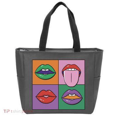 Pop Art Mouths Zip Tote Bag