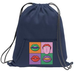 Pop Art Mouths Sweatshirt Cinch Pack Bag