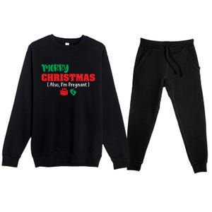 Pregnancy Announcet Merry Christmas Also IM Pregnant Great Gift Premium Crewneck Sweatsuit Set