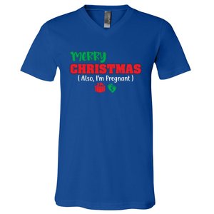 Pregnancy Announcet Merry Christmas Also IM Pregnant Great Gift V-Neck T-Shirt