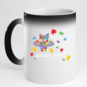 Proud Autism Mom Bat Cool Gift 11oz Black Color Changing Mug