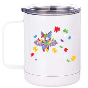 Proud Autism Mom Bat Cool Gift 12 oz Stainless Steel Tumbler Cup