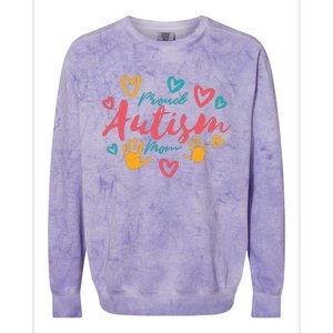 Proud Autism Mom Handprints Colorblast Crewneck Sweatshirt