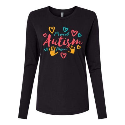 Proud Autism Mom Handprints Womens Cotton Relaxed Long Sleeve T-Shirt