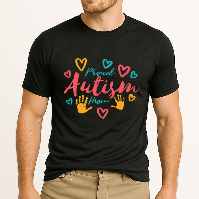 Proud Autism Mom Handprints Cooling Performance Crew T-Shirt