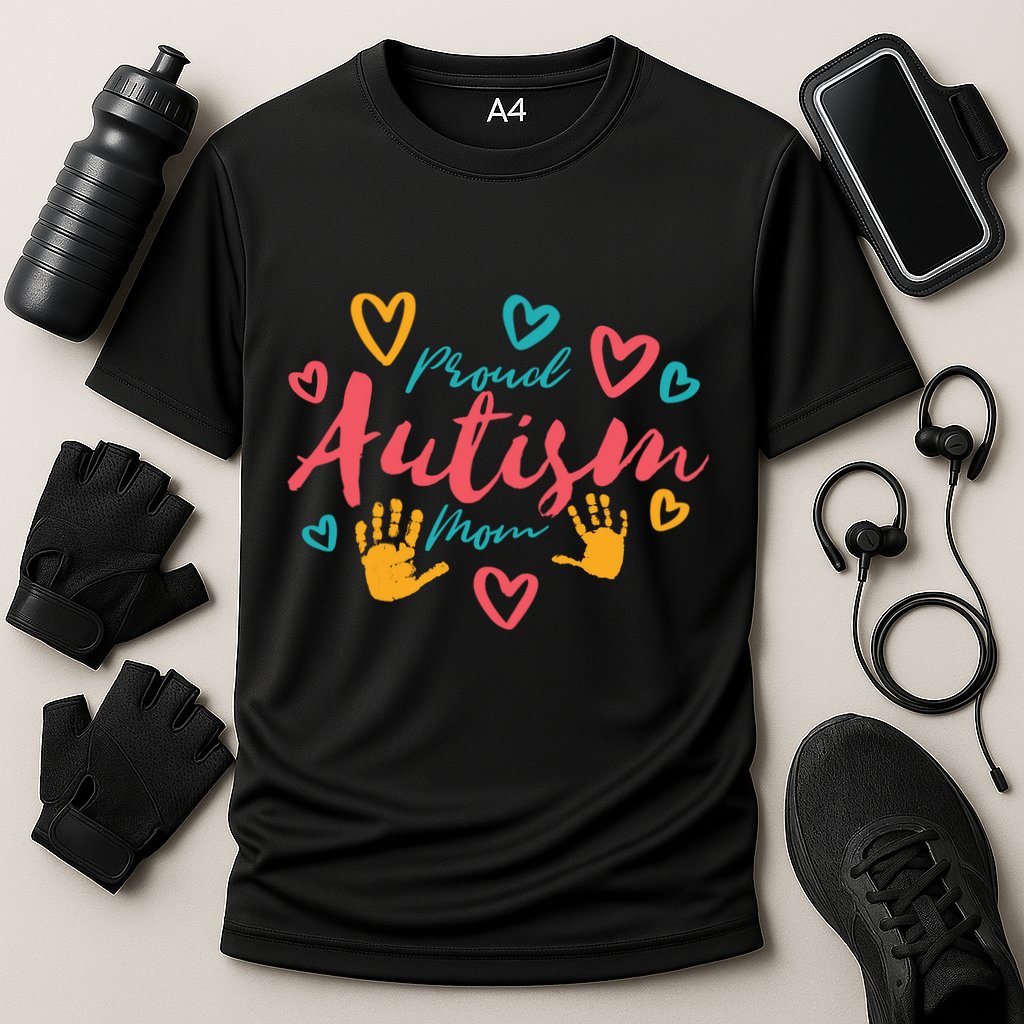 Proud Autism Mom Handprints Cooling Performance Crew T-Shirt