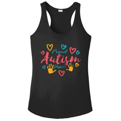 Proud Autism Mom Handprints Ladies PosiCharge Competitor Racerback Tank