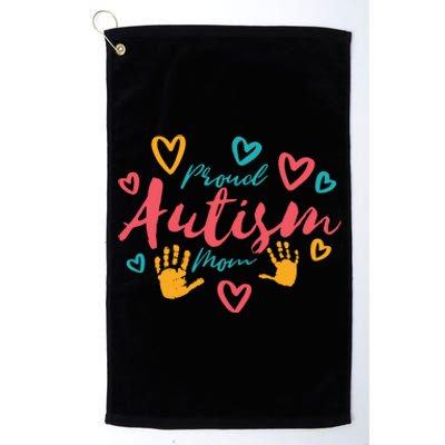 Proud Autism Mom Handprints Platinum Collection Golf Towel