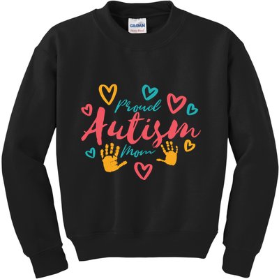 Proud Autism Mom Handprints Kids Sweatshirt