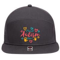 Proud Autism Mom Handprints 7 Panel Mesh Trucker Snapback Hat