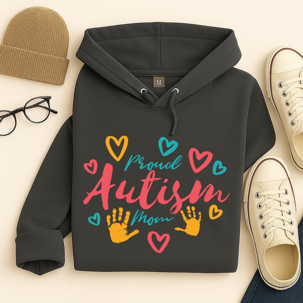 Proud Autism Mom Handprints Hoodie