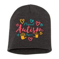 Proud Autism Mom Handprints Short Acrylic Beanie