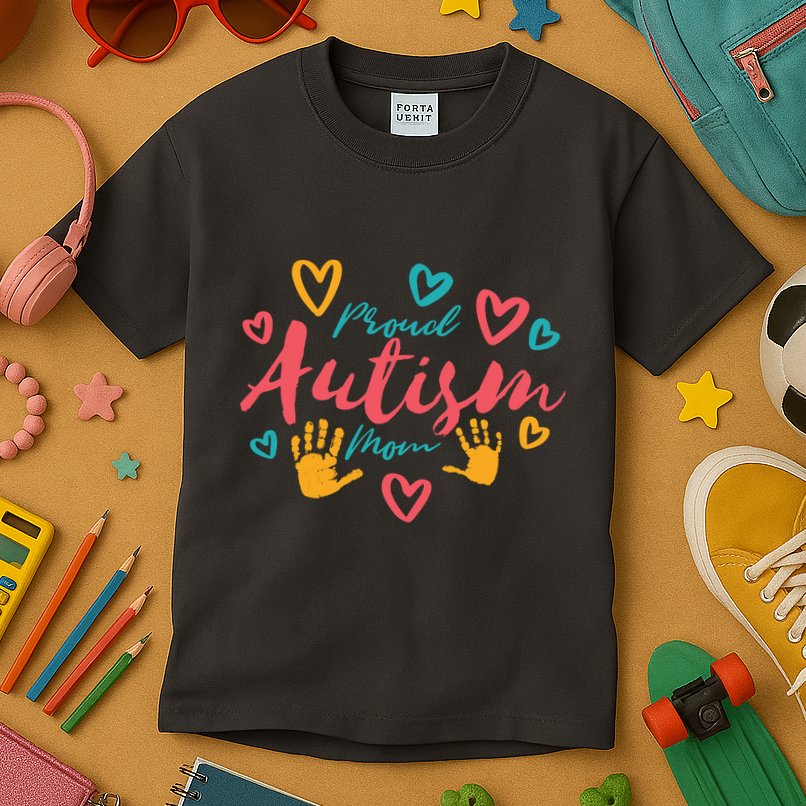 Proud Autism Mom Handprints Kids T-Shirt