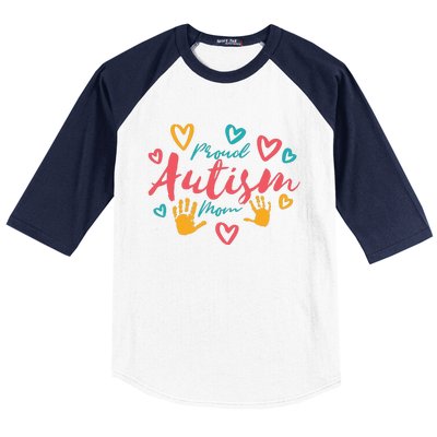 Proud Autism Mom Handprints Baseball Sleeve Shirt