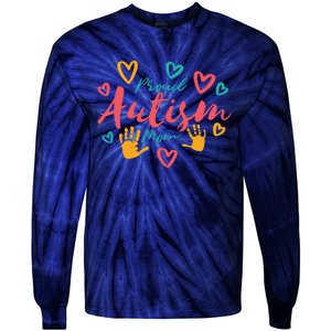 Proud Autism Mom Handprints Tie-Dye Long Sleeve Shirt