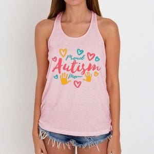 Proud Autism Mom Handprints Women's Knotted Racerback Tank