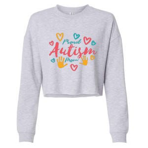 Proud Autism Mom Handprints Cropped Pullover Crew