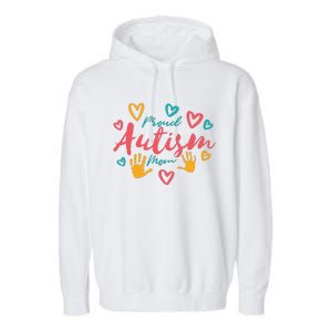 Proud Autism Mom Handprints Garment-Dyed Fleece Hoodie