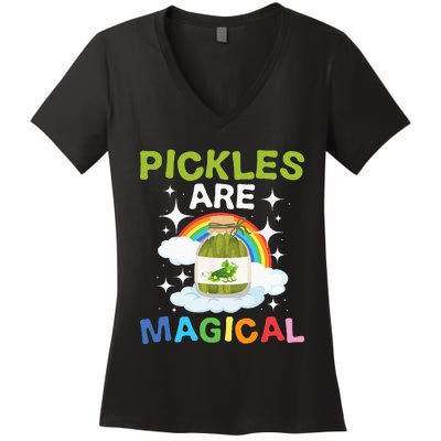 Pickles Are Magical Pickle Vegetarian Vegetable Farming Women's V-Neck T-Shirt