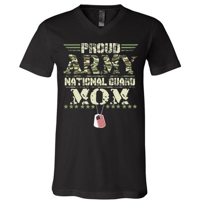 Proud Army National Guard Mom USA Military Veteran Mothers V-Neck T-Shirt